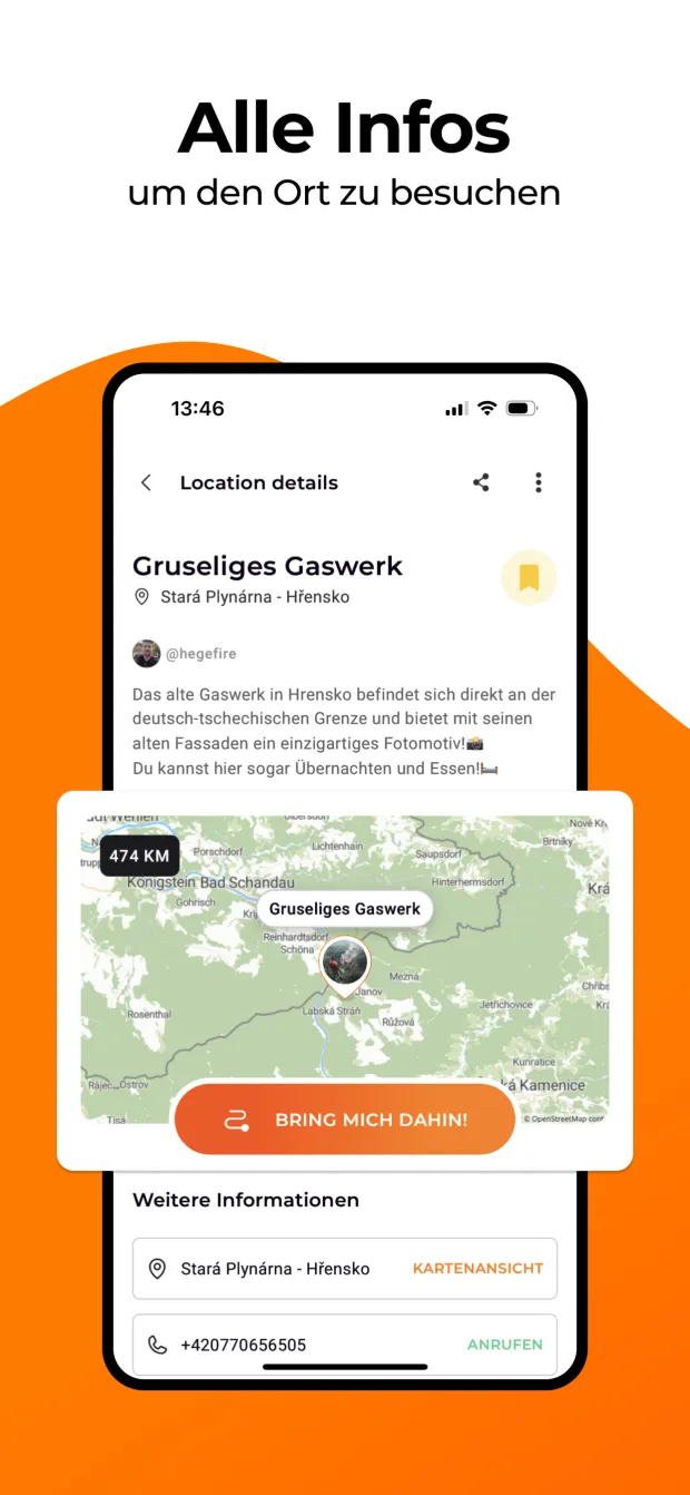 Alle Infos, um den Ort zu besuchen — Ortsdetail mit Karte, Route und Telefonnummer